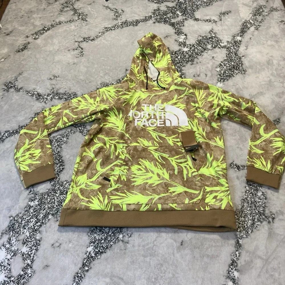 The North Face Tekno Ski Active Hoodie Mens Size XL Green Print Pullover
